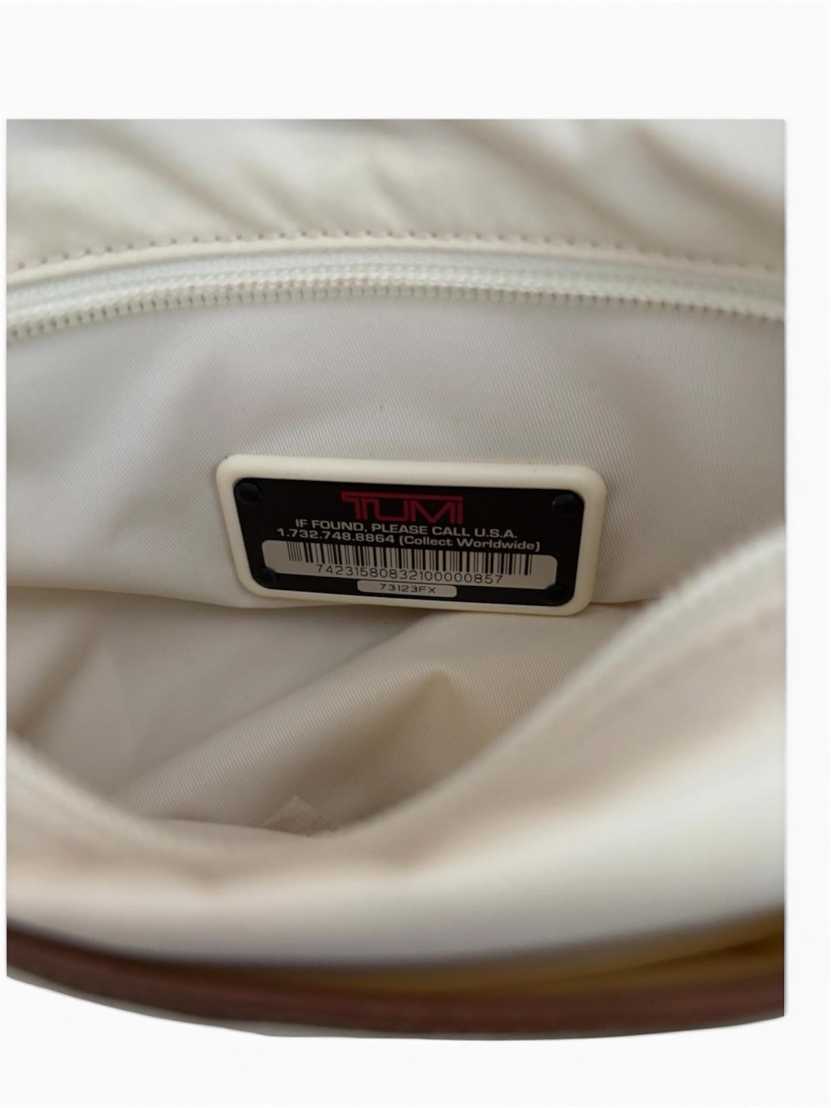 TUMI Sinclair Tegan Canvas Leather Laptop Tote Bag Natural Saddle Tan