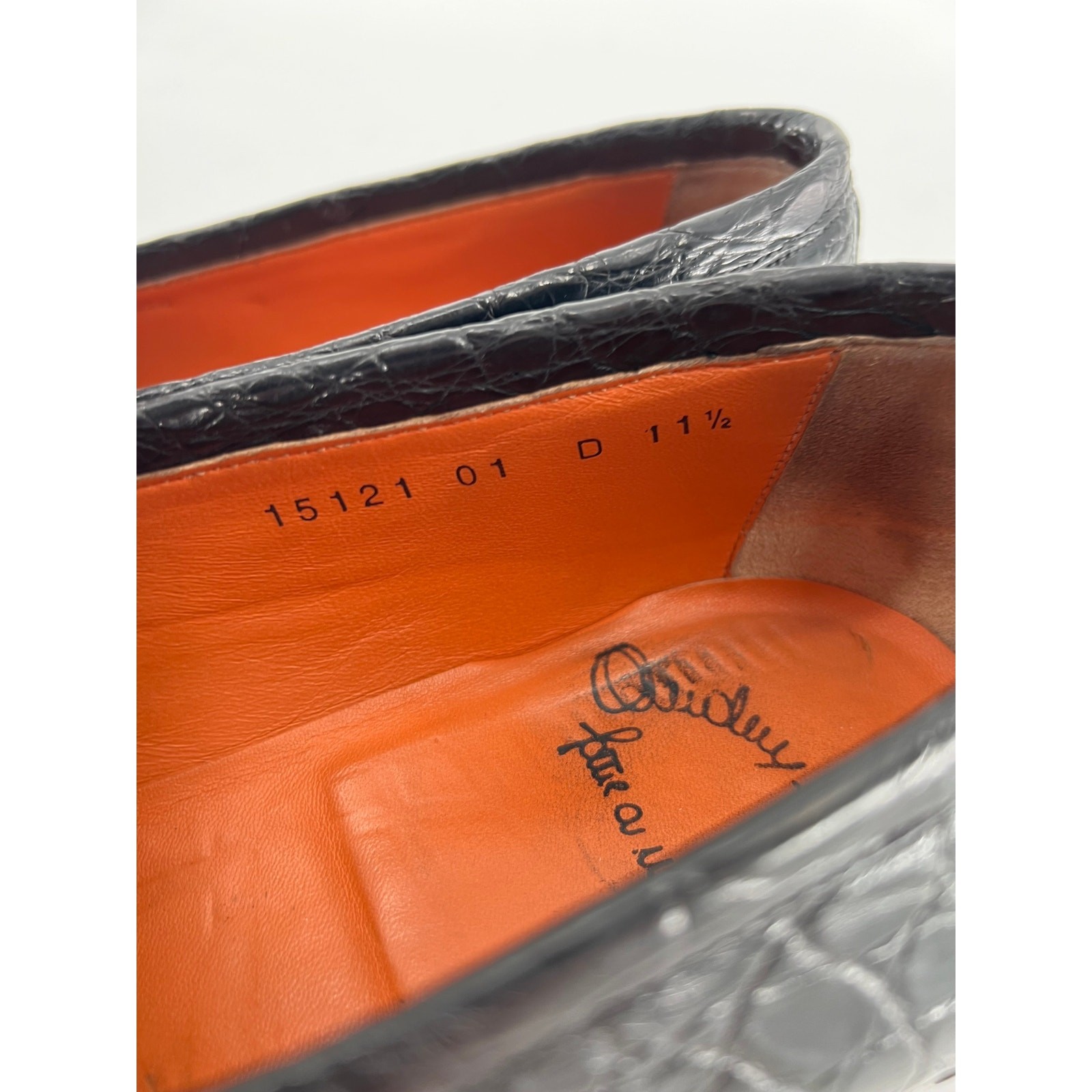 Santoni Fatte a Mano Duke Loafers in Black Alligator – 11.5