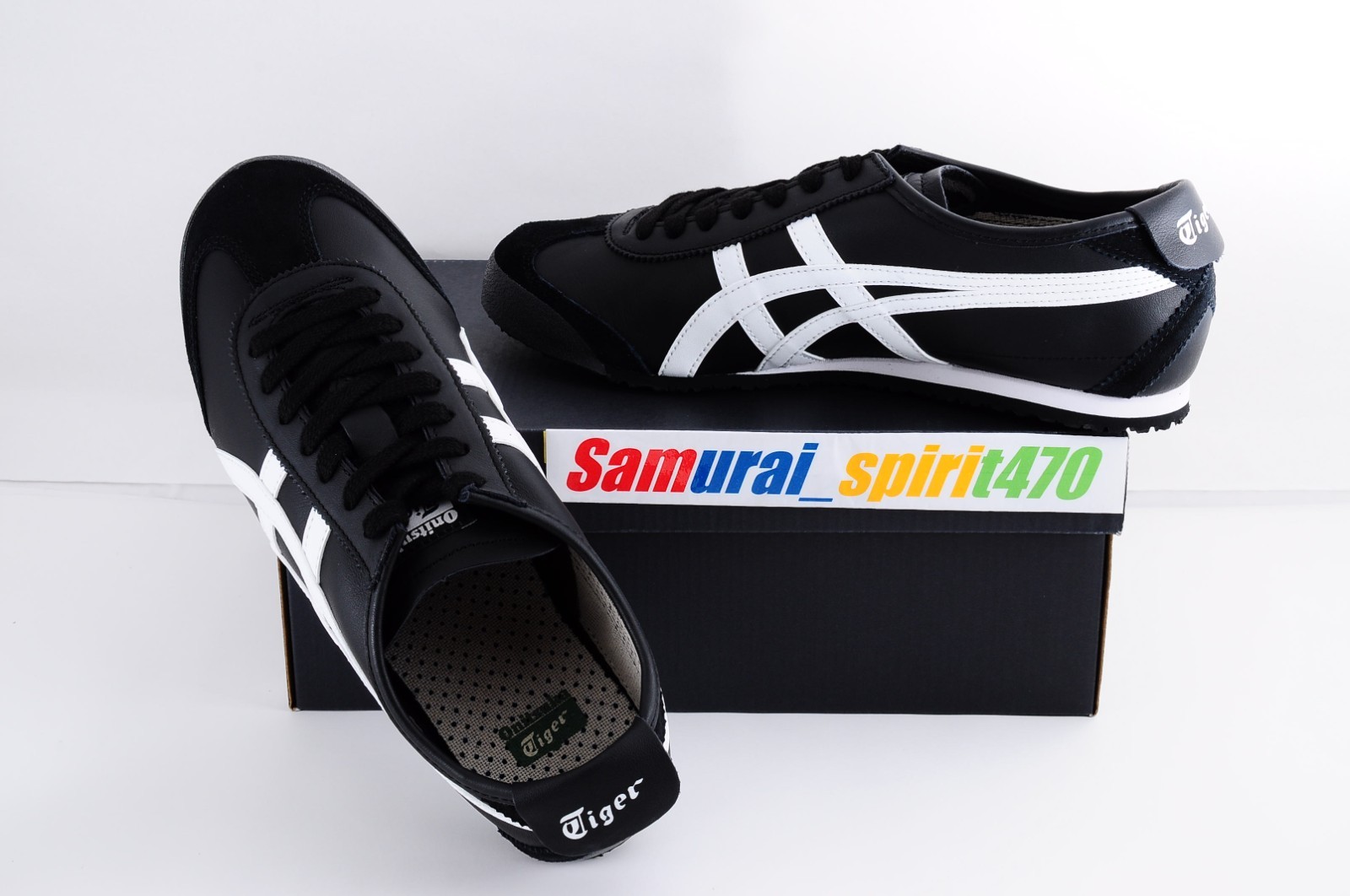 Onitsuka Tiger Genuine MEXICO 66 1183C102 BLACK /WHITE US Buyer No Import duties