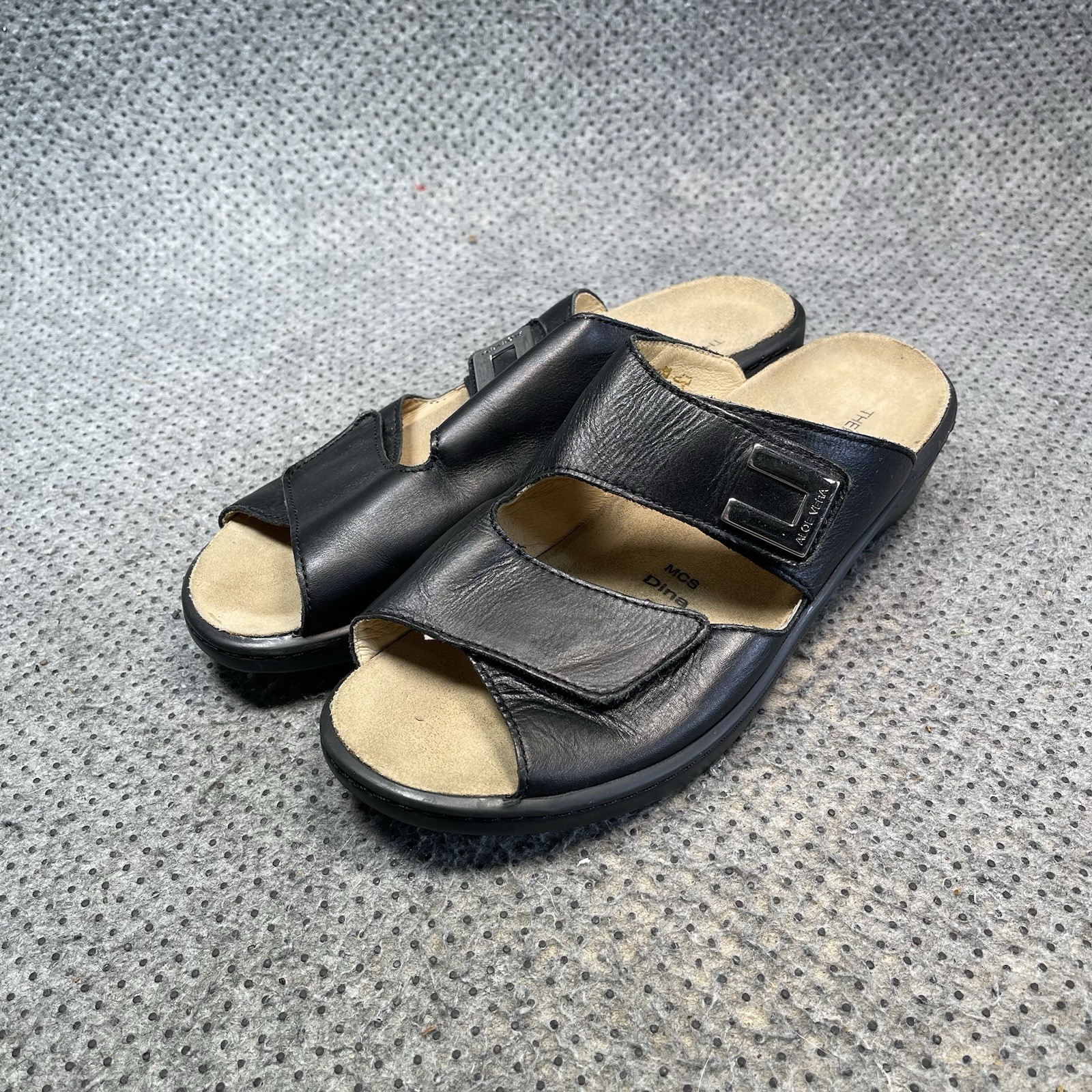 Theresia M Aloe Vera Black Leather Sandals Size 5.5 Women’s