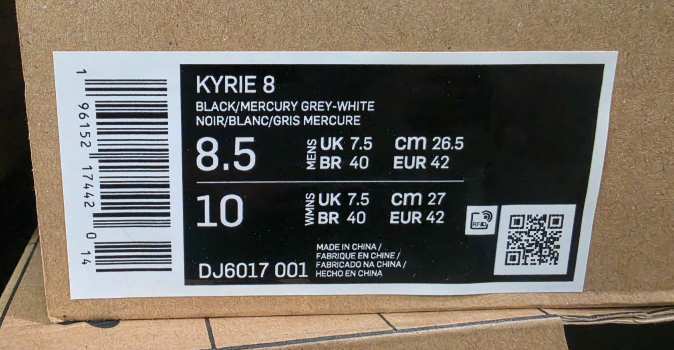 Nike Kyrie 8 – Black White Blue DJ6017-001 – Basketball Shoes, Mens Size 8.5