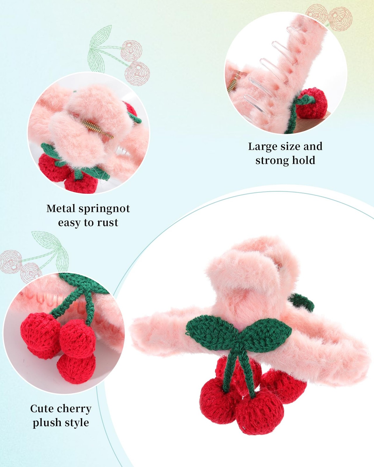 4 PACK Large Hair Claw Clips, Faux Fur Plush Catch Barrette Jaw Color C