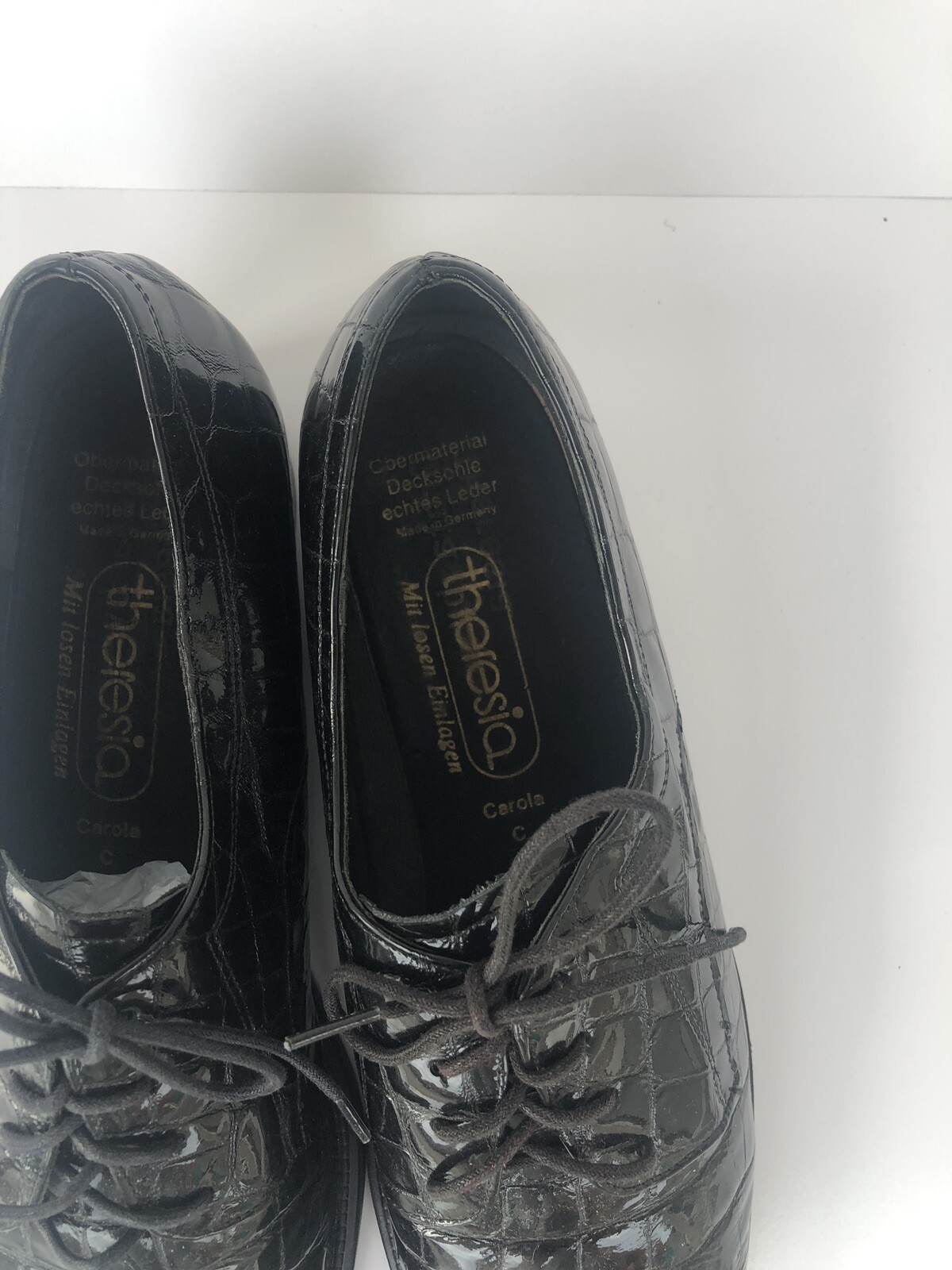 Theresia Men’s German Black Leather Tie Up Loafers Sz 7
