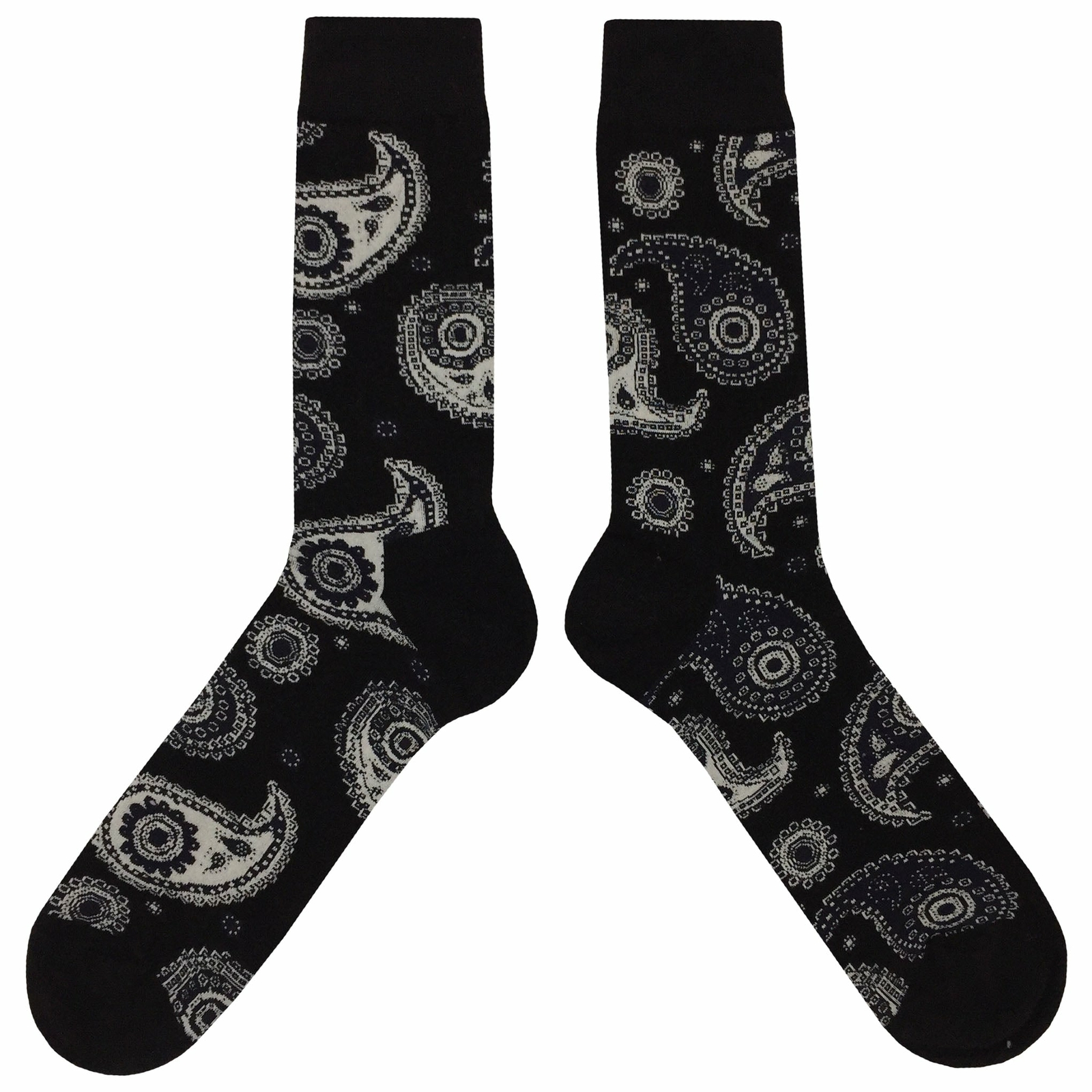 NWT Black Paisley Dress Socks Novelty Men 8-12 Black Crazy Fun Sockfly