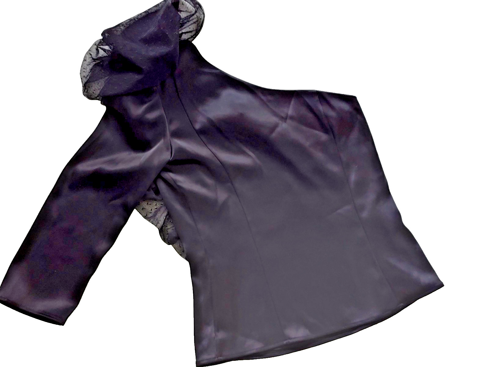St. John Evening One Shoulder Blouse Black Embellished Tulle Raffle sz.2 Womens