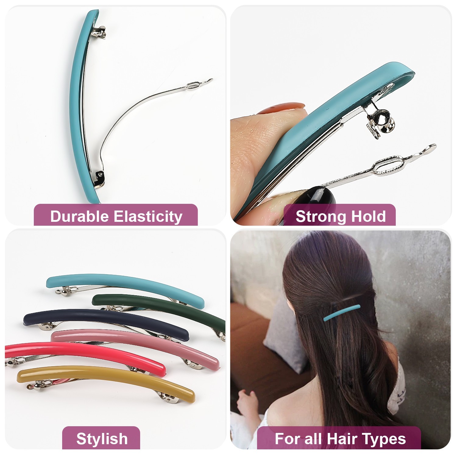 Mber 6 Pack French Hair Barrettes for Fine Thick Thin Hair Barrettes Hair Clips