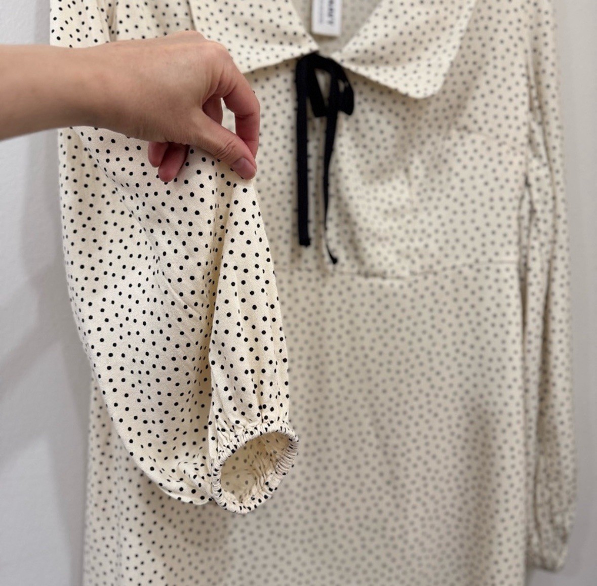 Edgy, Pinterest-inspired Polka Dot Peter Pan Collar Dress/Puff sleeve