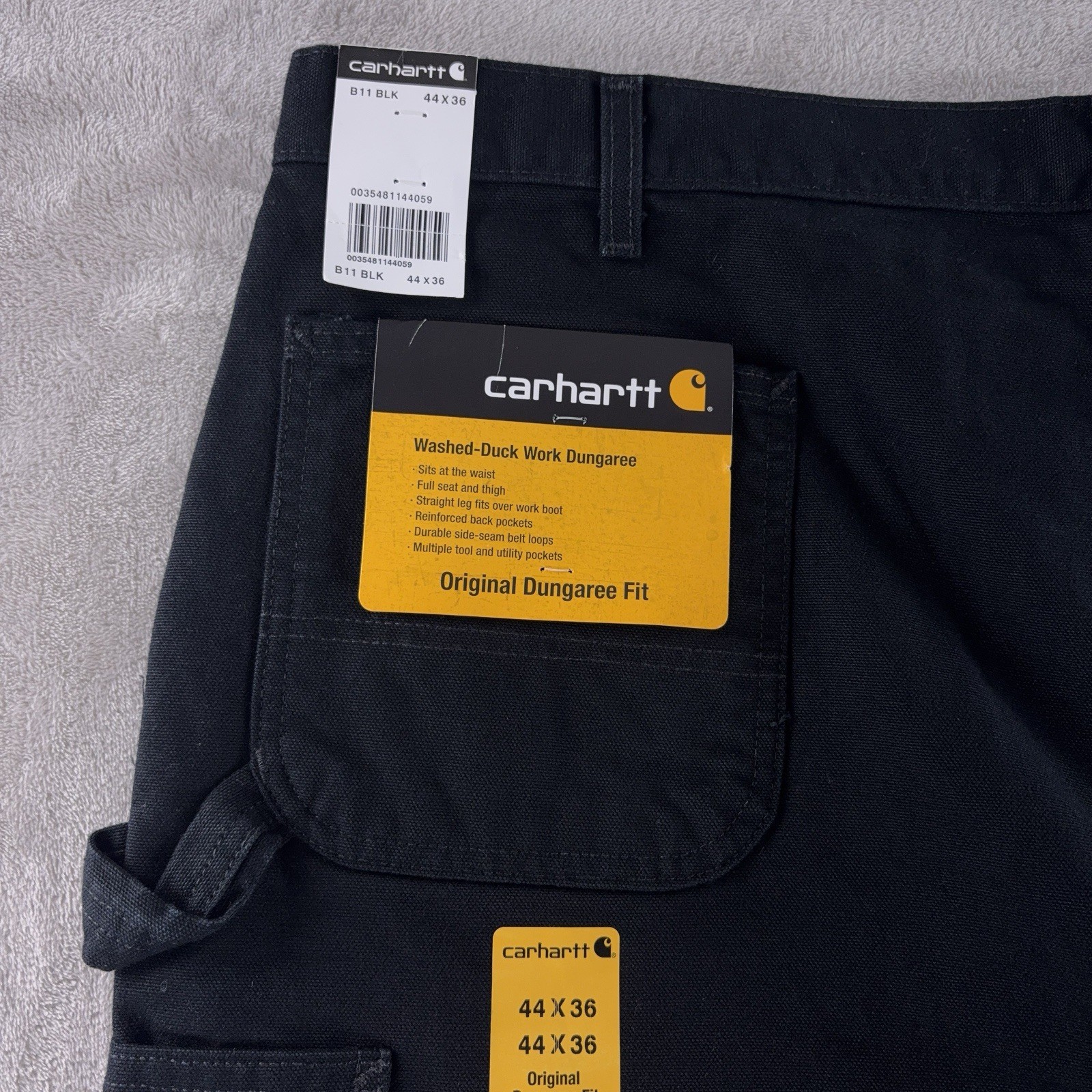 Carhartt Original Dungaree Fit Pants Mens Size 44×36 Black Utility Carpenter