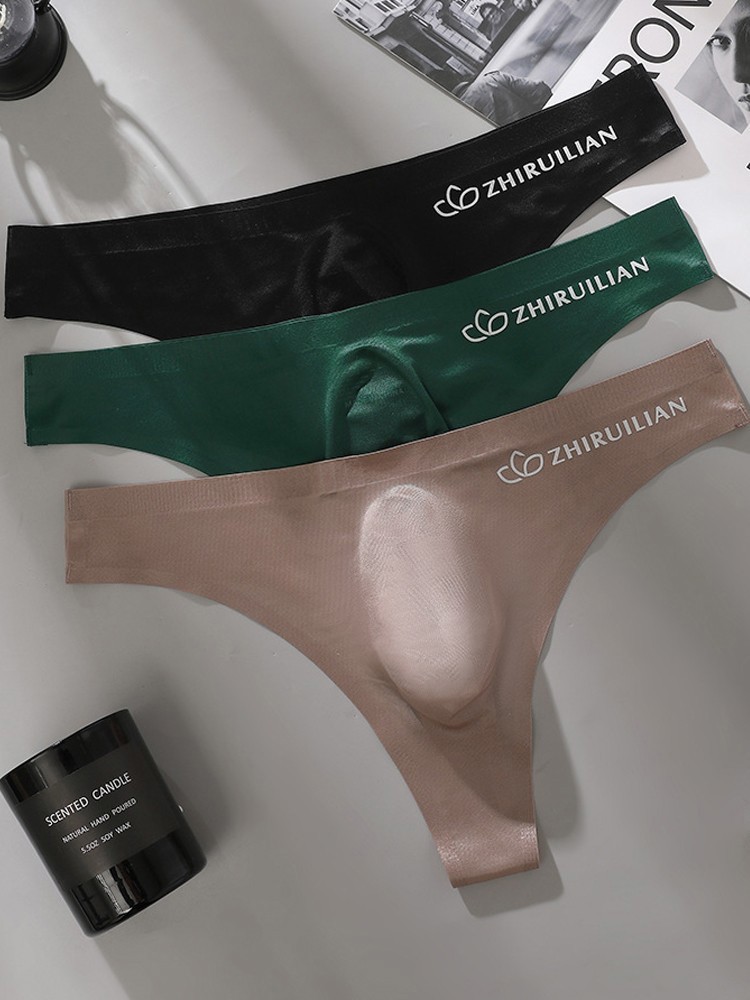 Men Sexy Seamless Briefs Thong Underwear Low Waist Comfortable Thin Underpant US
