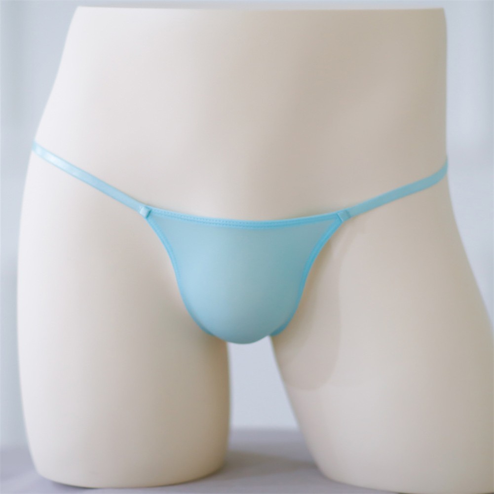 Sexy Mens T-Back G-string Thong Bikini Underwear Sheer Pouch Ice Silk Thongs