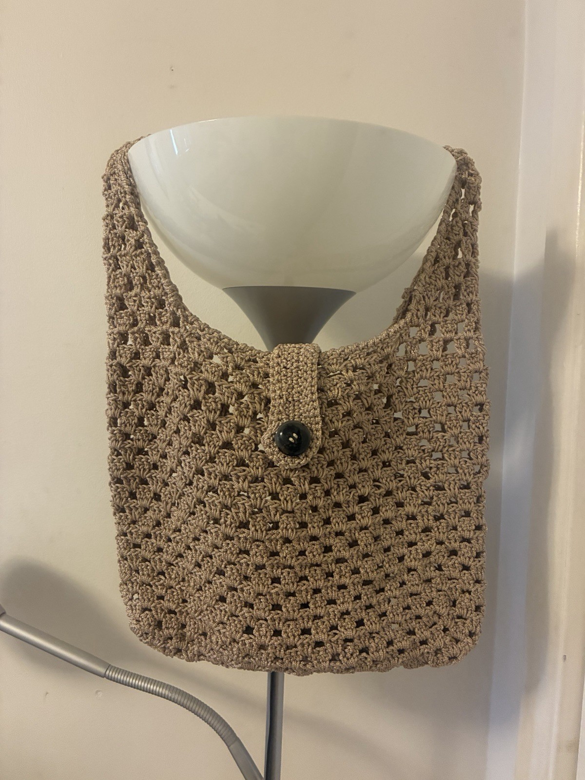 Handcrafted Crocheted Hobo Bag with Matching Pouch Neutral Everyday Purse Set