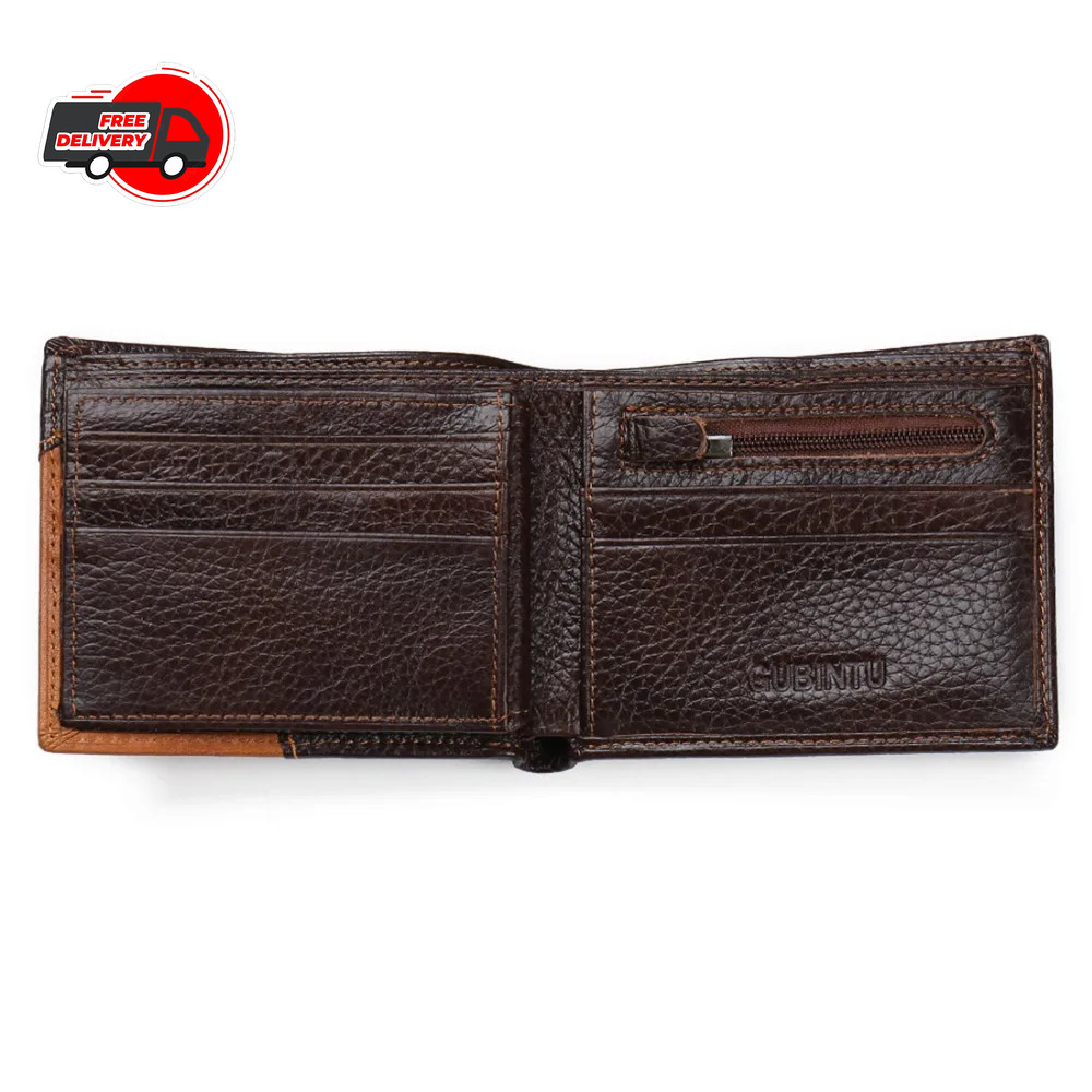 Genuine Leather Men Wallets Coin Pocket Zipper Real Men’s Leather Wallet