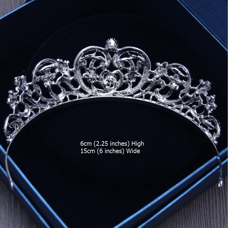 6cm Tall Heart Crystal Crown Wedding Bridal Queen Princess Prom Tiara For Women