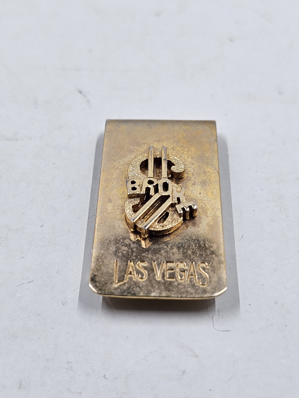 Vintage Las Vegas Broke Dollar Sign Novelty Gold Tone Money Clip Souvenir