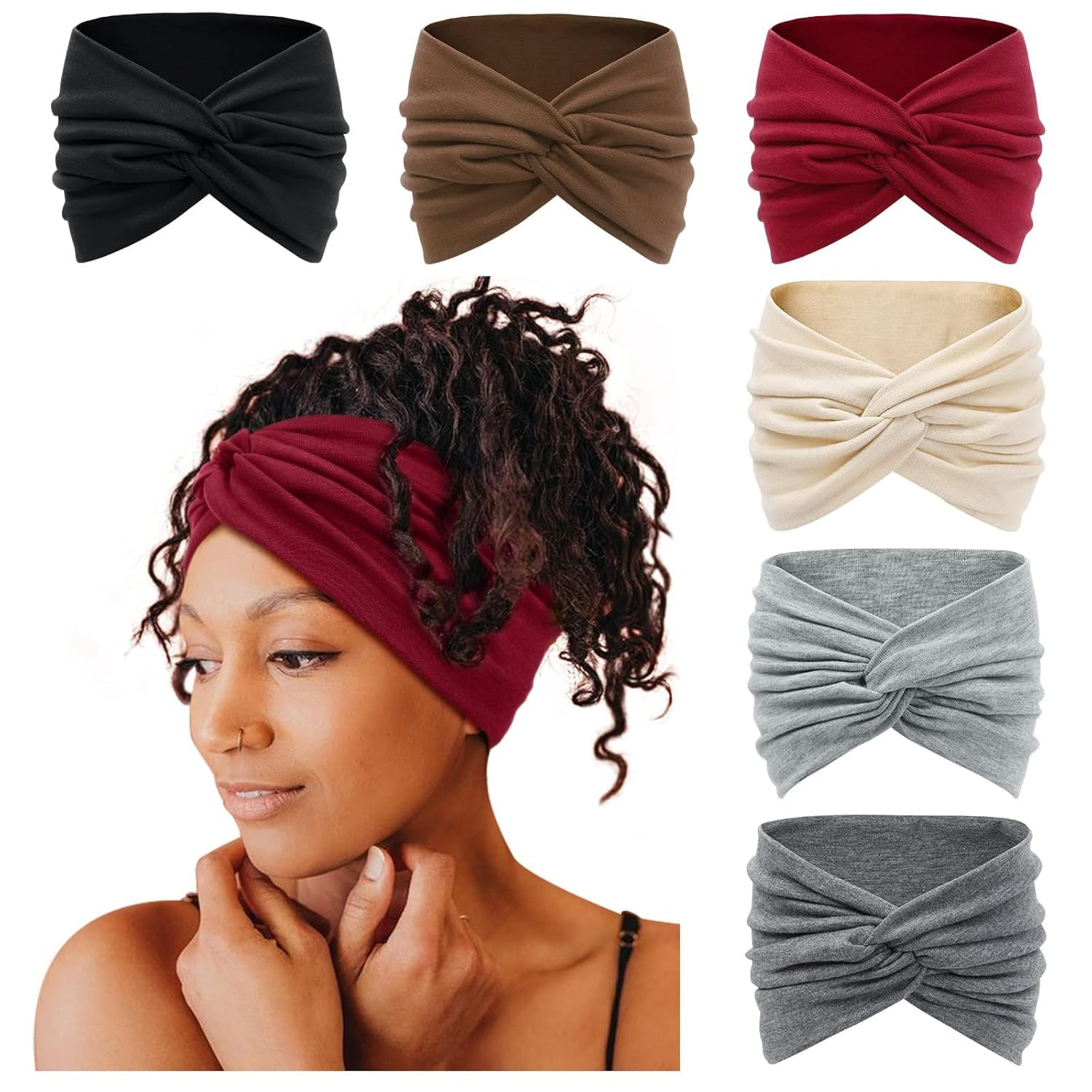 7” Extra Wide Headbands for Women, Large Thick Turban Head Wrap Headband, Boho