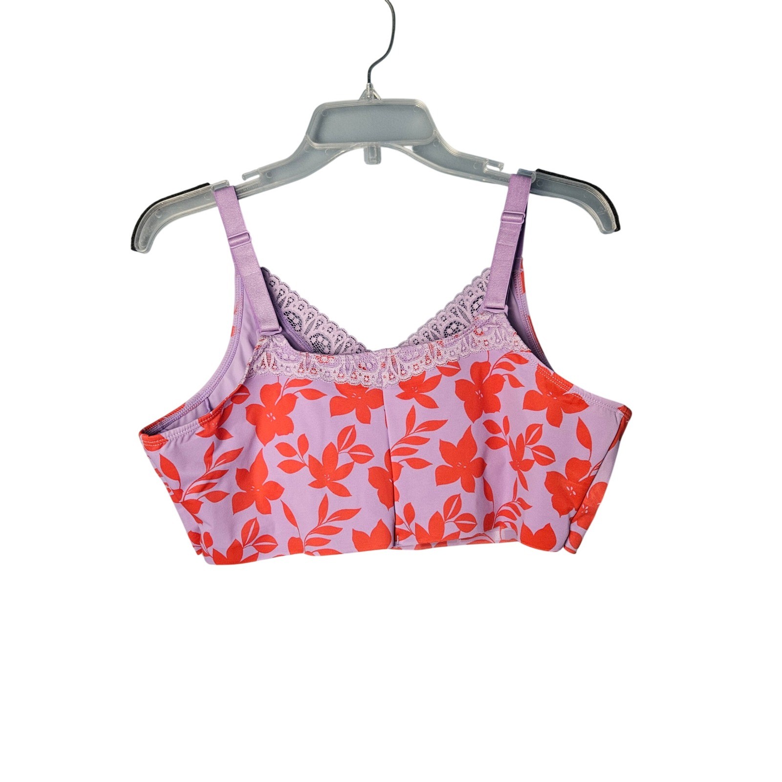 Ruby Ribbon Demiette Pink Purple Floral Print Size 42 Bra Wireless