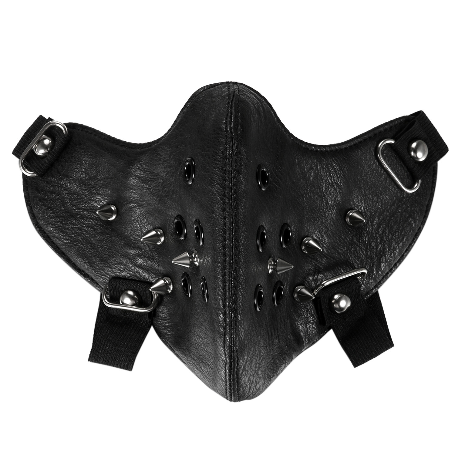 Punk Black PU Leather Rivet Half Face Mask Outdoors Motorcycle Biker Protection
