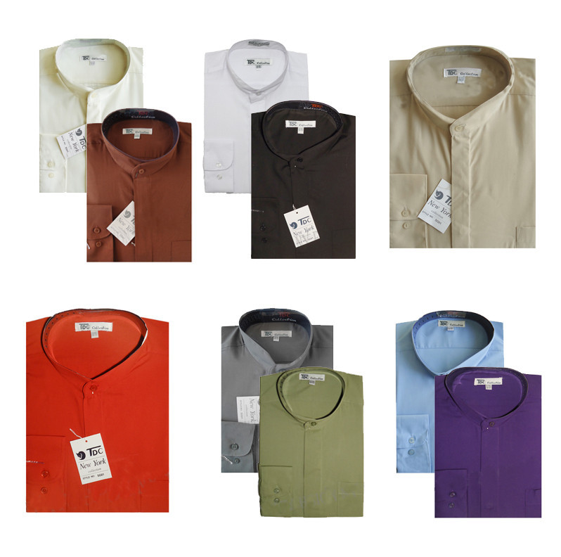 Mens’ Mandarin Collar ( banded collar) Dress Shirt Cotton Blend Style SG01