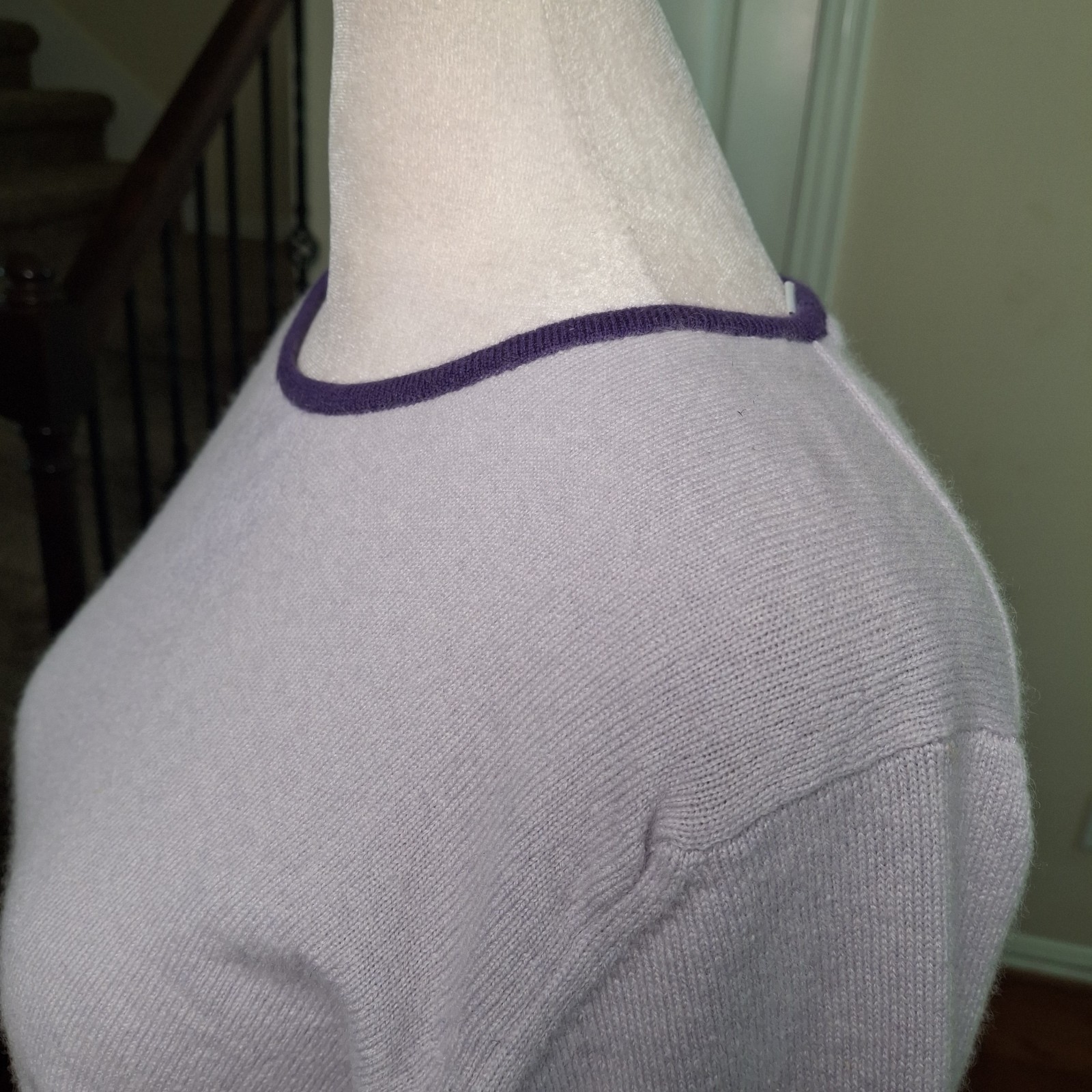 Robert Talbott 100% Cashmere Sweater Purple Women XL Open Back Preppy Old Money