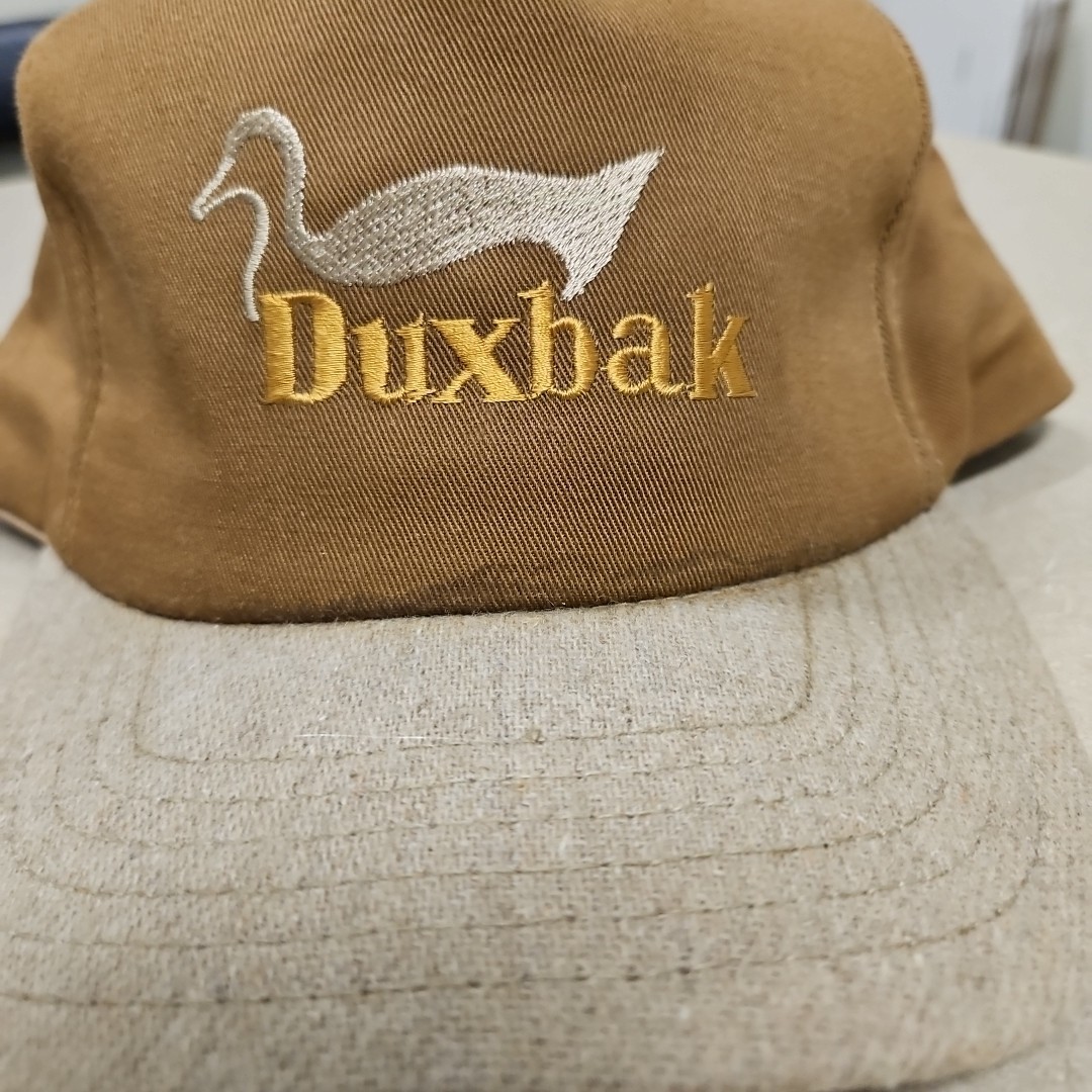 Duxbak Vintage 90’s canvas embroidered logo snapback hat cap 2tone brown USA