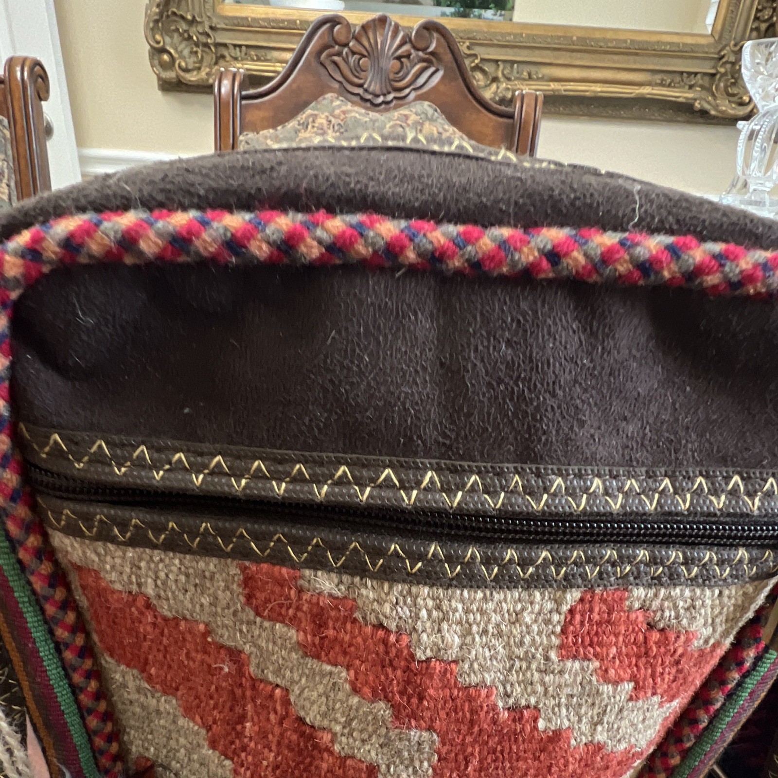 Kilim handmade Multicolor Geometric Crossbody Bag Zip Lined Outer Pockets Charm