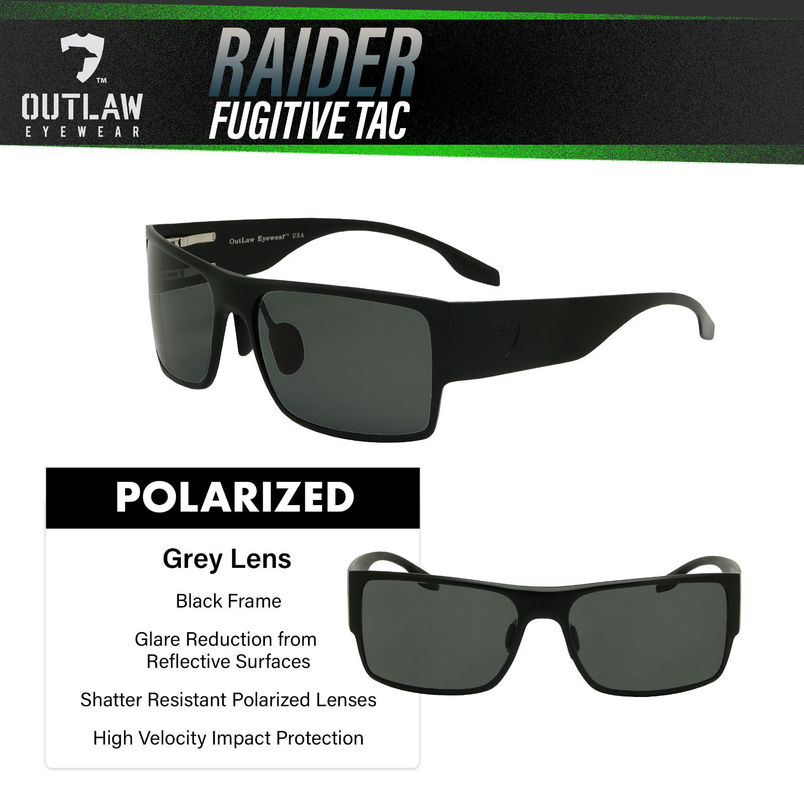 OutLaw Eyewear Raider TAC Polarized Tactical Sunglasses for Men & Women