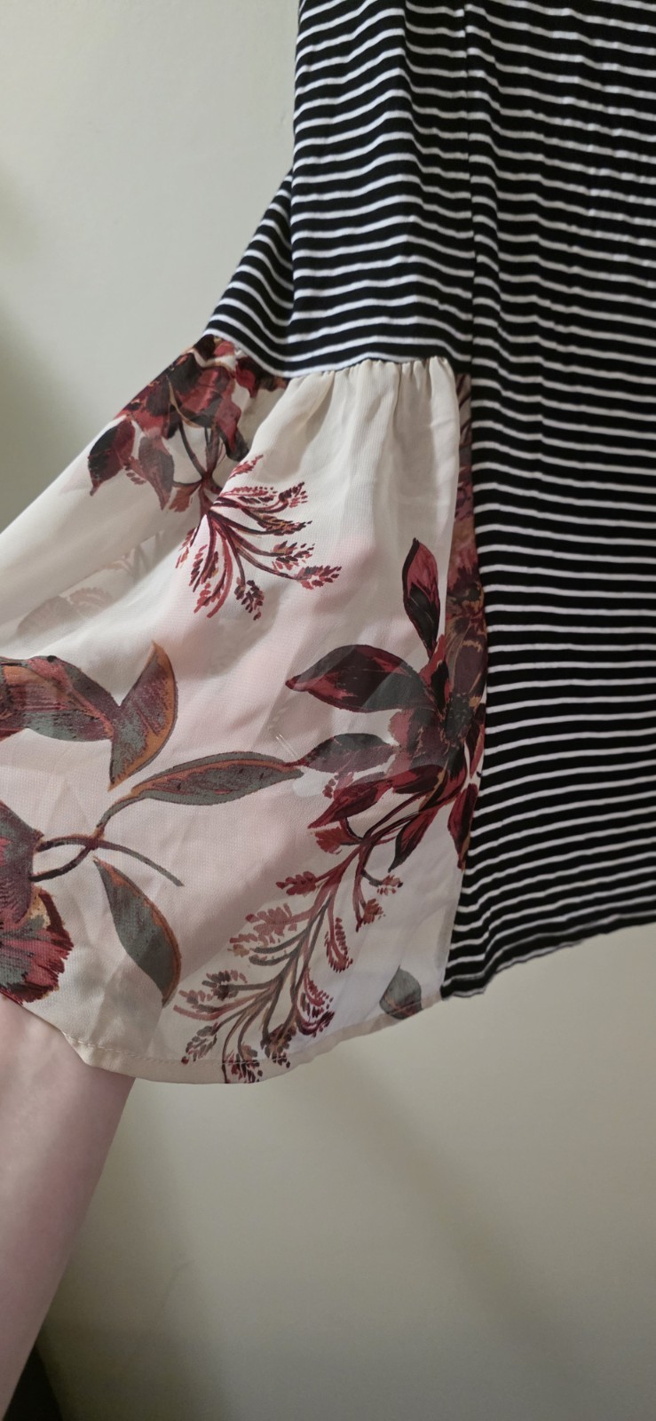 Tria Tria Mixed Media Top 3/4 Sleeve Striped Floral Contrast Blouse Size 4X #A51