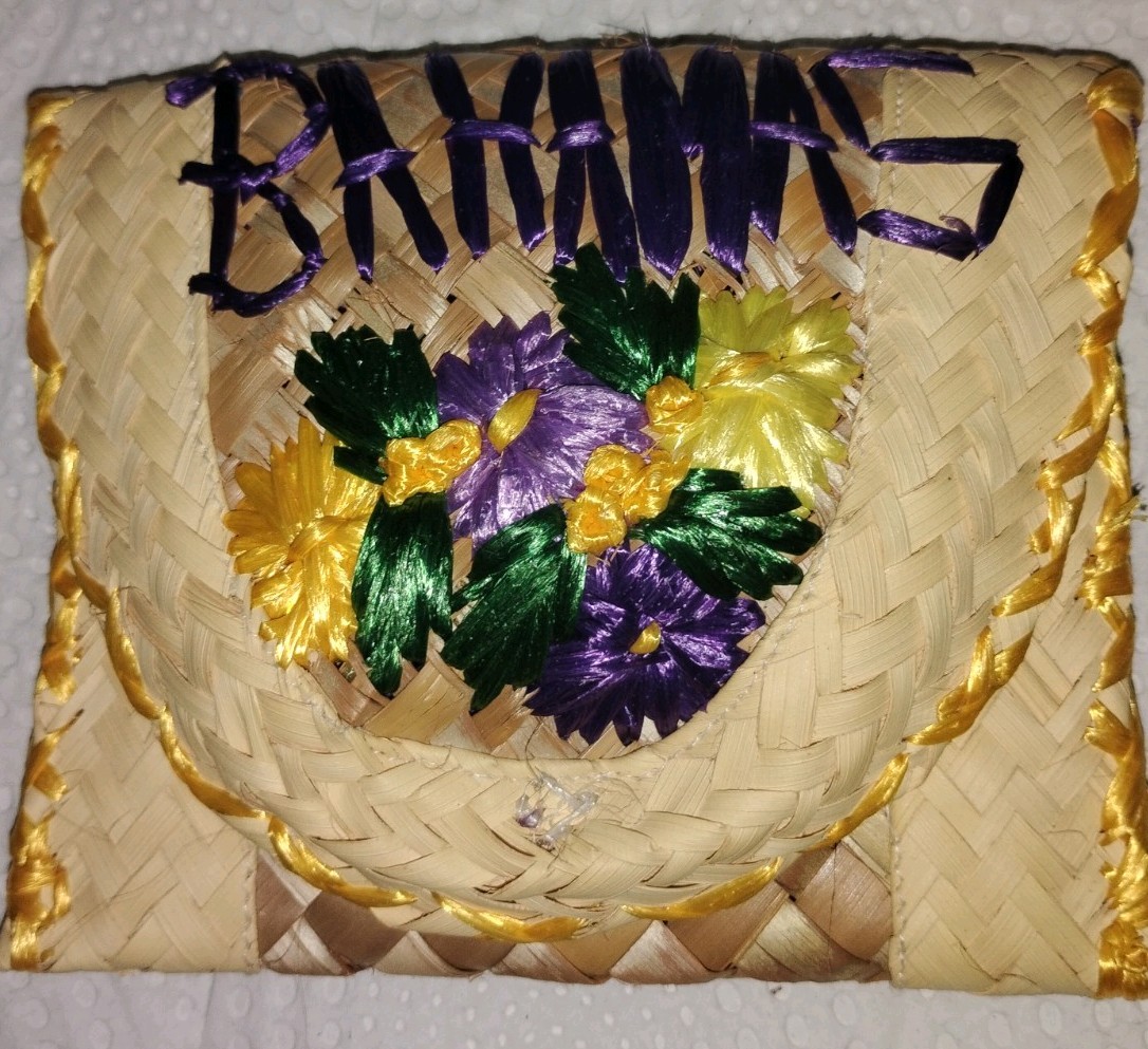 Hand Woven Straw Clutch From The Bahamas Button Closure