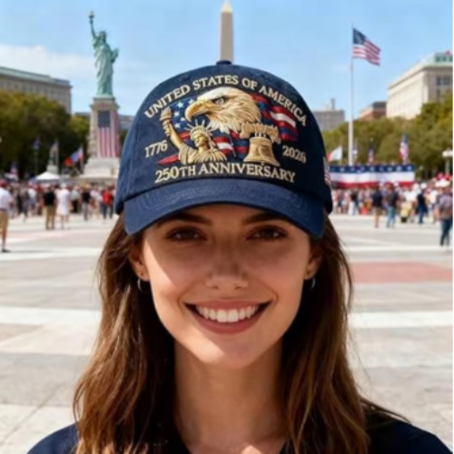 Baseball Cap USA 250th Anniversary Eagle Print Hat Washed Cotton Trucker Unisex