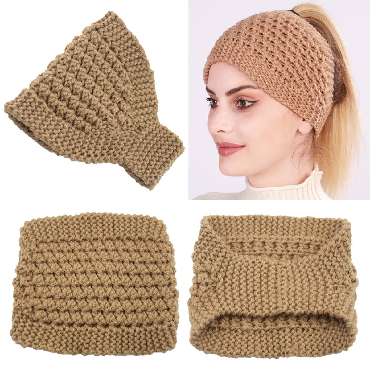 Handmade Crochet Headwrap Knit Headband Women Warmer Ear Wool Wide Turban Hairba