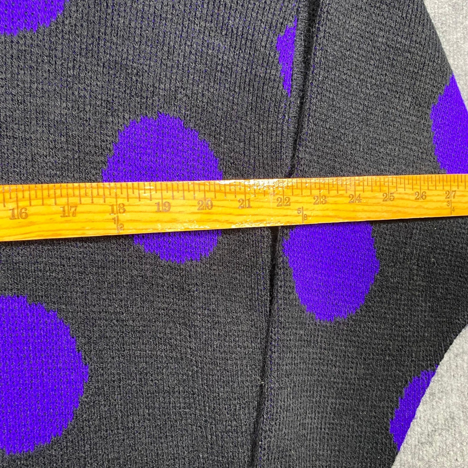 Vintage World Trade Knits Purple Black Polka Dot Colorblock Sweater Mens Large