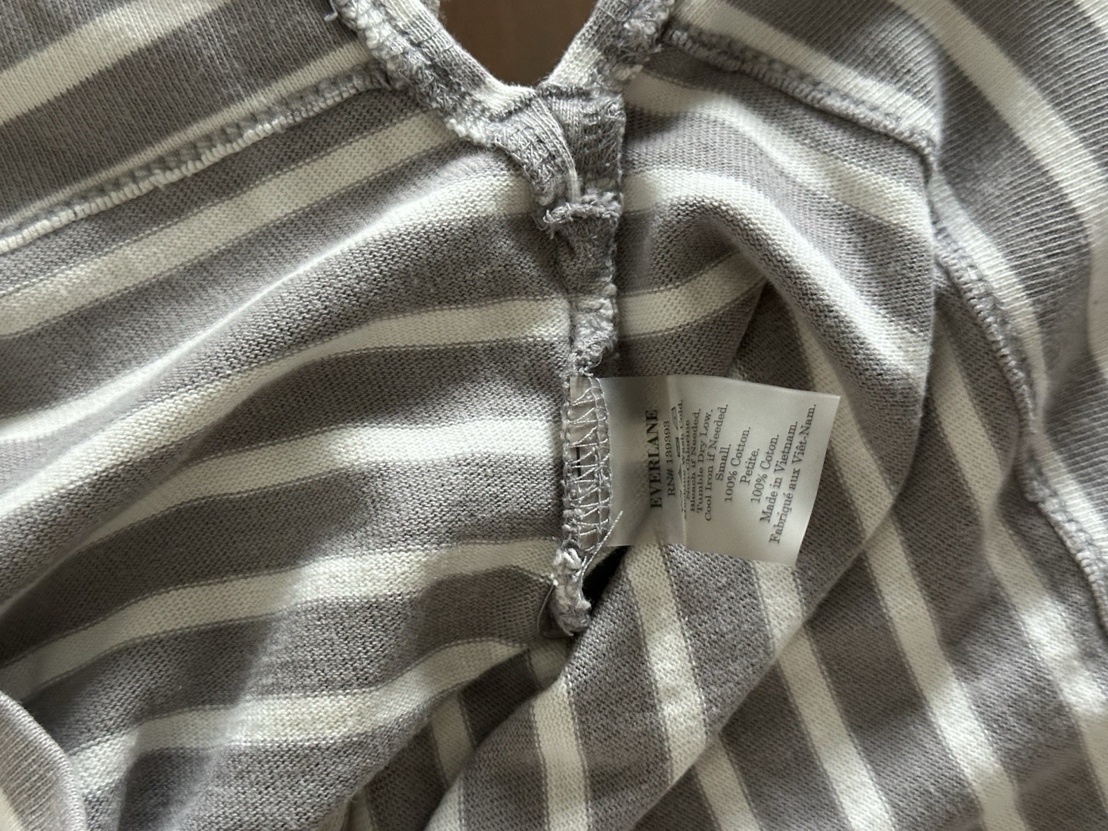 Everlane Gray Striped 100% Cotton Long Sleeve Shirt Top Size S