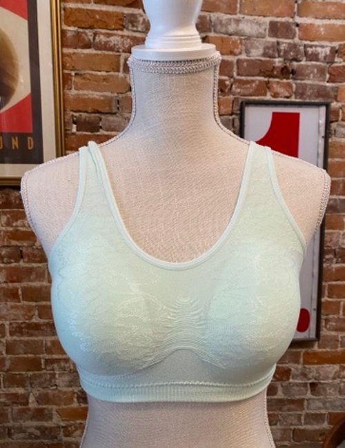 Rhonda Shear Pastel Seafoam Green Jacquard Ahh Bra Removable Pads New