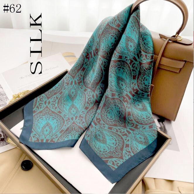 100% Mulberry Silk 27″ Square Scarf Women Neckerchief Wrap Floral Yellow Flower