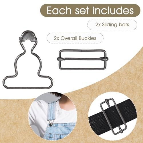 2Pairs Overall Buckles Replacement Adjustable Jean Overalls 3.8cm/1.5inch Black