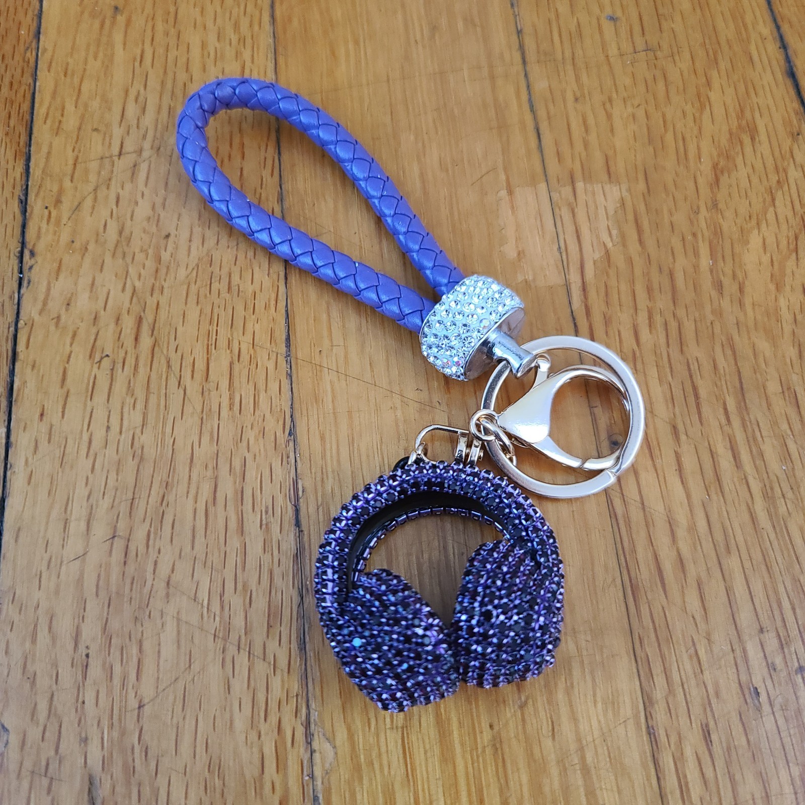 Braided Rope Headphone Keychain/Bag Charm Purple Keychain Purse Backpack Charm