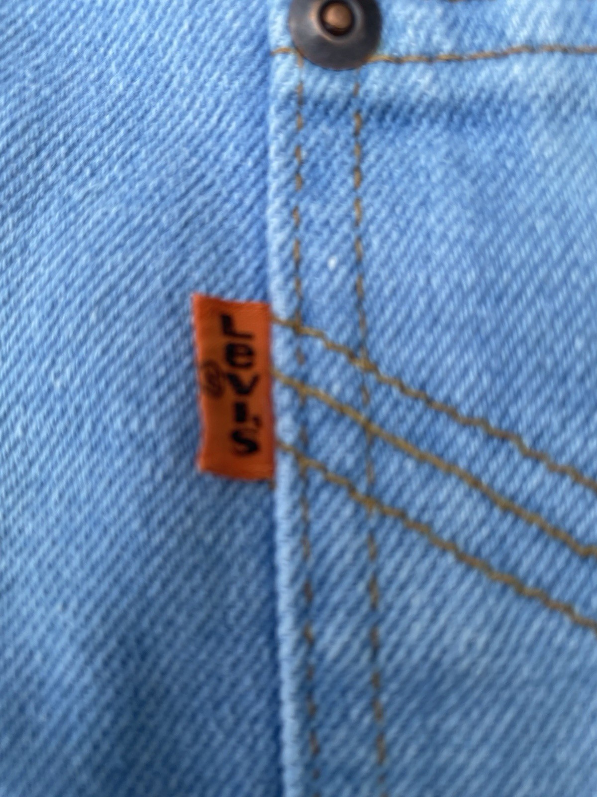 Vintage 1970s Levis Orange Tab Western Cowboy Movin On Jeans Light Wash USA Made