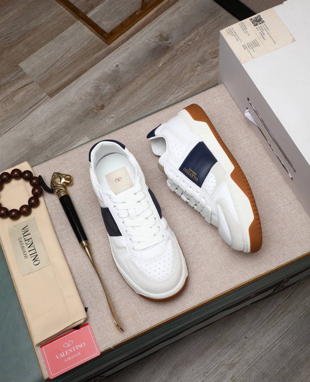 Valentino Leather Platform Sneakers 3.5cm Sole White Shoes