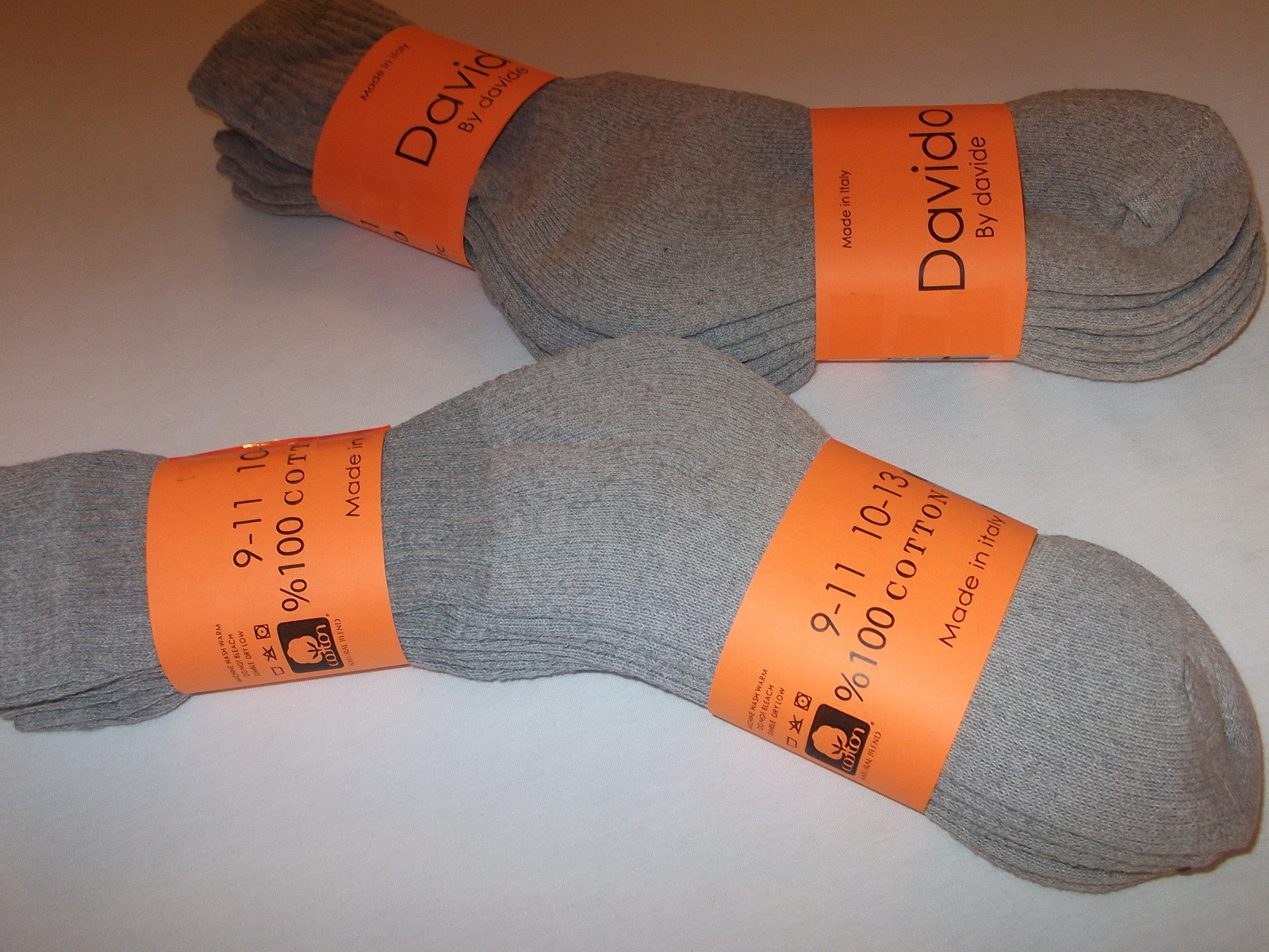 Davido Mens socks crew casual made in Italy 100% cotton 6 pack black