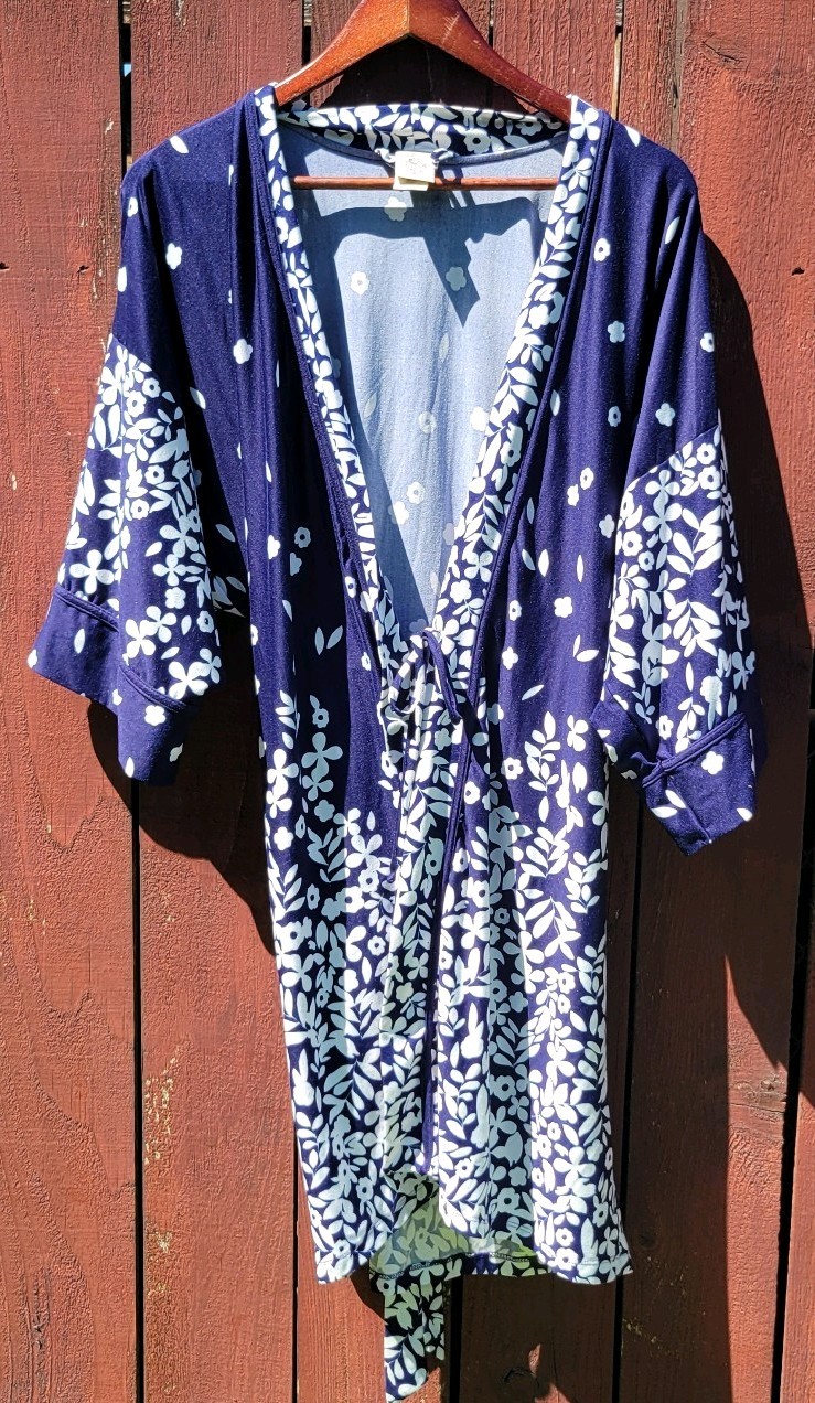 In Bloom by Jonquil Floral Lace Kimono Tie Robe & Chemise Set M-L NBL13OR