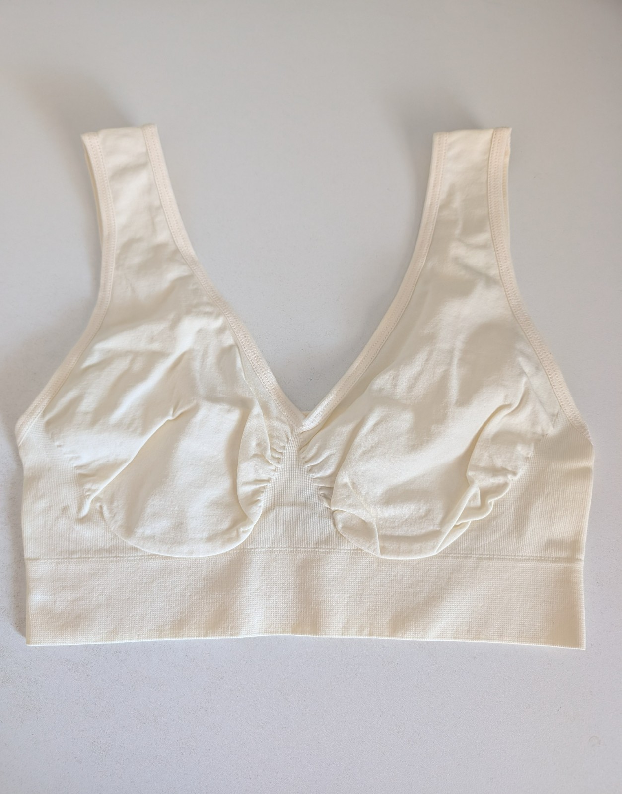 Rhonda Shear 2-pack Ahh Seamless Bra Brown/Cream Size Large New Wireless