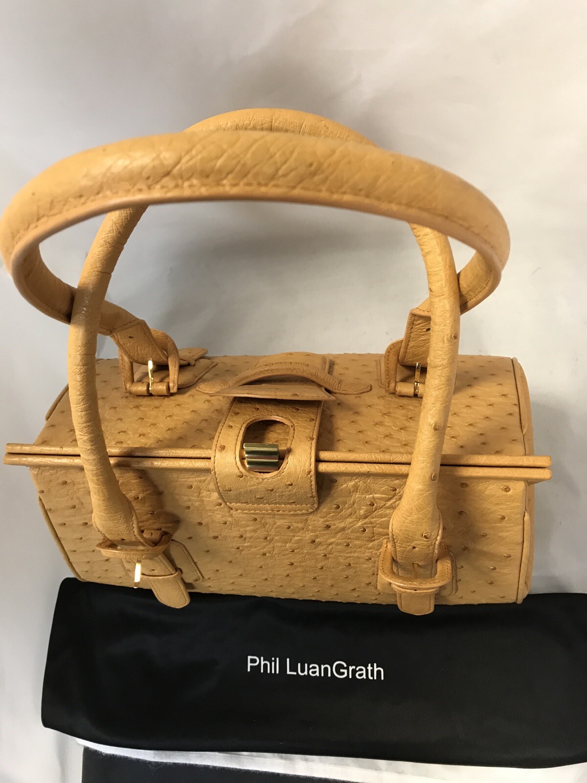 Phil Luan Grath Butterscotch Ostrich Handbag Nwot