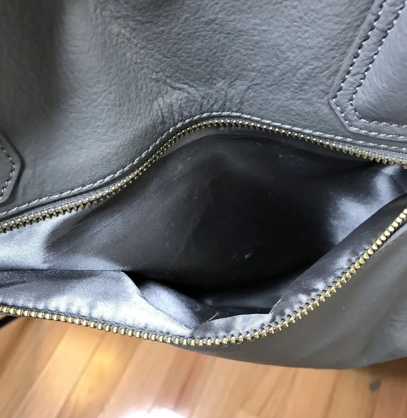 JOY & IMAN City Satchel Tote Bag Purse Gray Genuine Leather “Best Friend” Zipper