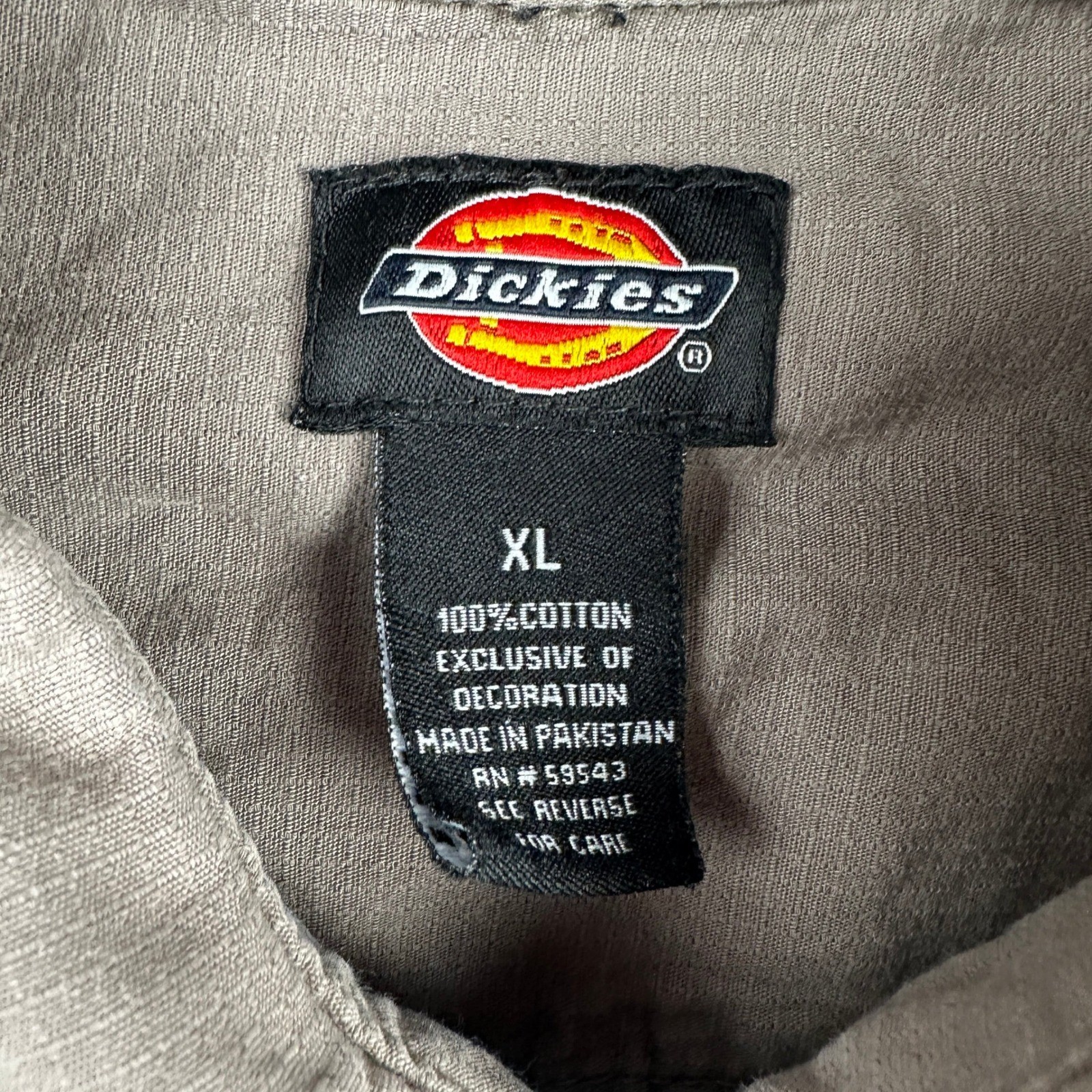 100% Cotton Dickies Ripstop Work Shirt Mens XL Khaki Tan Short Sleeve Utility