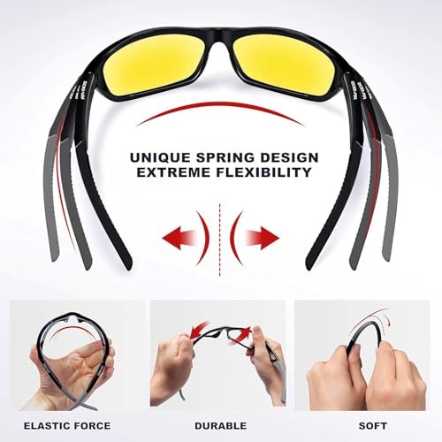 Polarized Sports Sunglasses Driving Sun Glasses Shades for Black Night Version