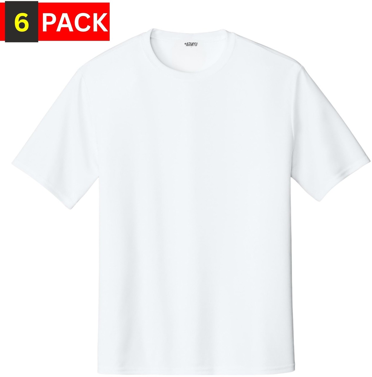 Solid Performance Military T-Shirts 100% Polyester Moisture Wicking Tee, 6-Pack