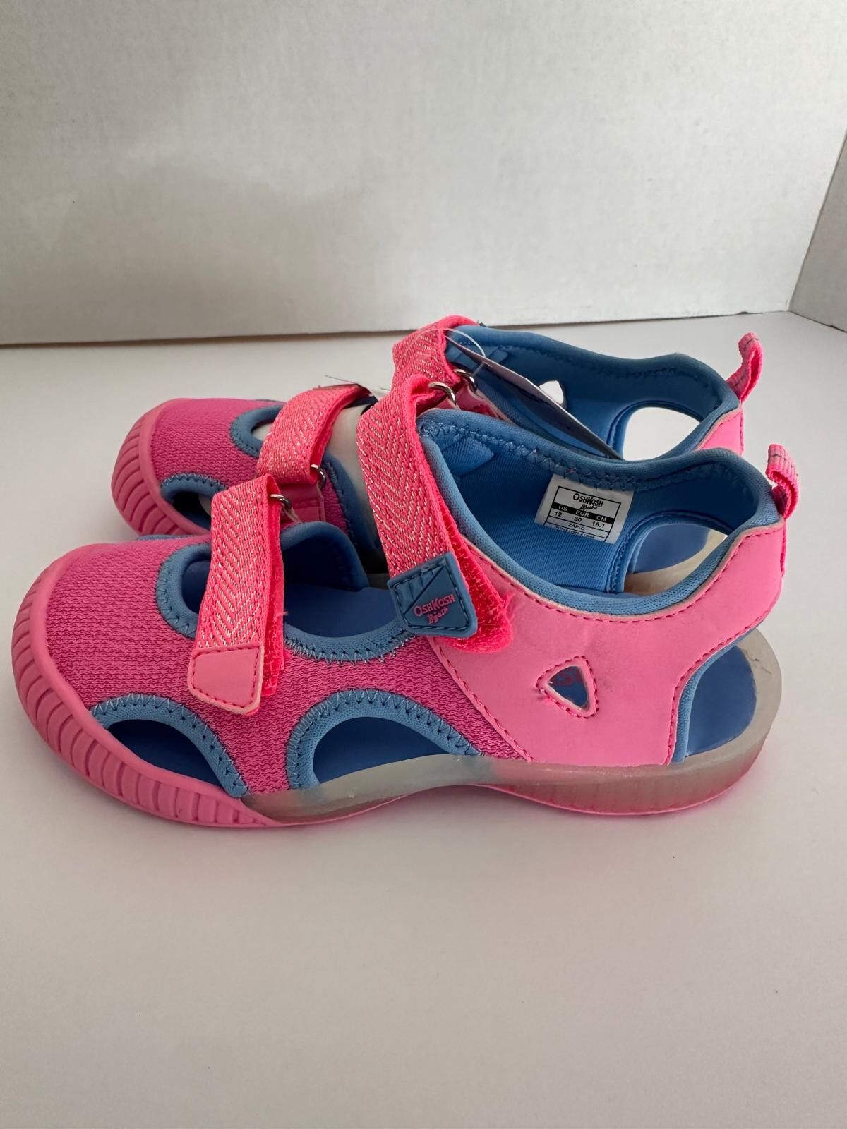 OshKosh B’Gosh Zap-G Toddler Girls Size 12 Pink/Blue Fisherman Sandals