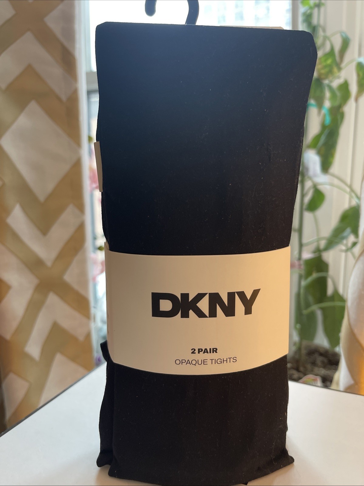 DKNY 2-Pair Opaque Tights – BLACK – L/XL Super Opaque