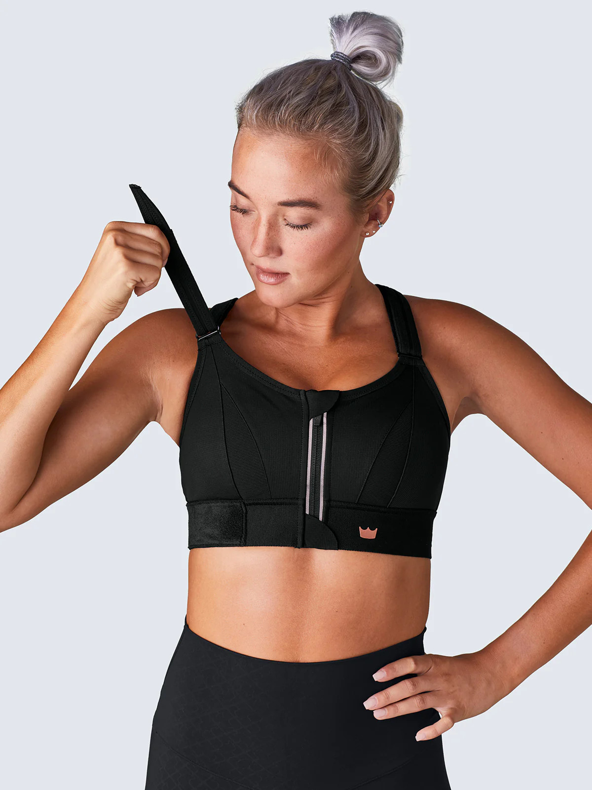 SHEFIT ULTIMATE Luxe Black Sports Bra High Support Fitness Comfort Large