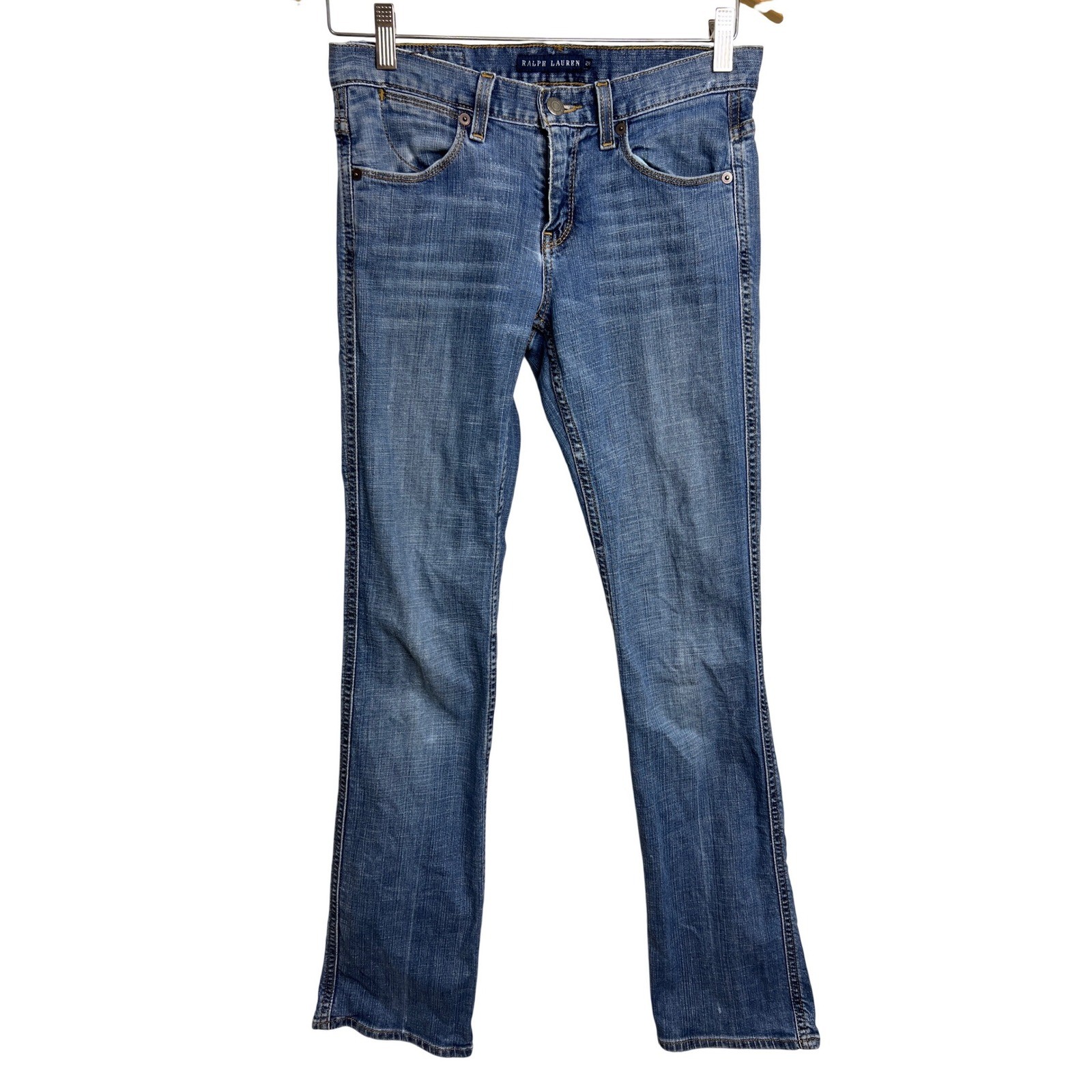 Ralph Lauren Women’s Bootcut Jeans Size 28 Blue Stretch Denim Embroidered A48